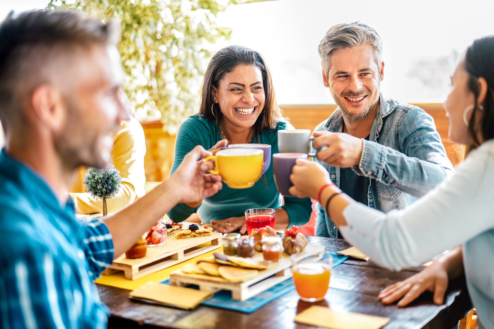 people sharing meal at table